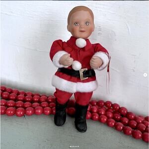 Vintage Baby Santa Doll Jointed Hand Painted Porcelain Head Ashton-Drake 1995
